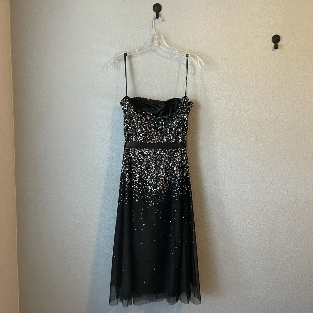 Scala Black Sequined Strapless Fit & Flare Dress - image 5